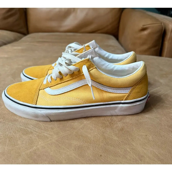 Vans Old Skool Classic Low Gray Suede Pro Skate Shoes Yellow Mens Size 10 - Picture 4 of 8